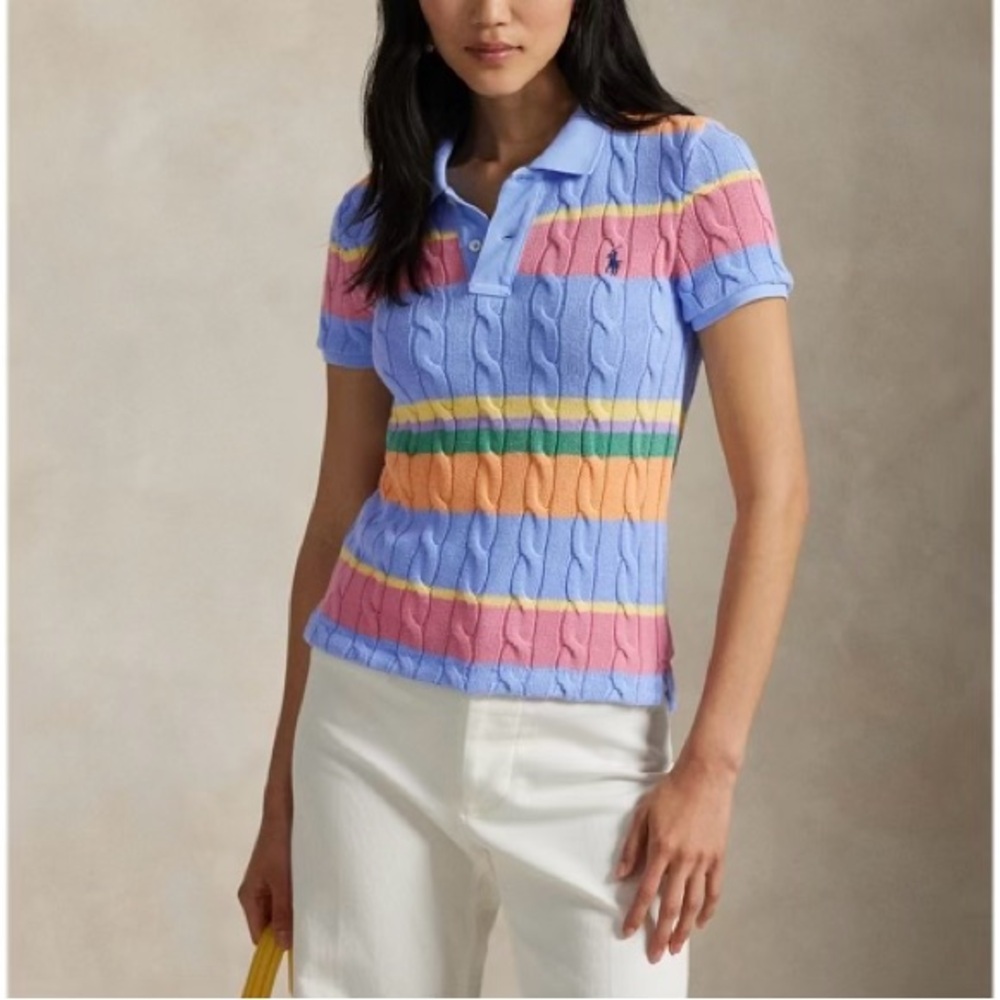 NWOT Polo Ralph Lauren Slim Fit Cable Polo Shirt Short sleeve multicolored